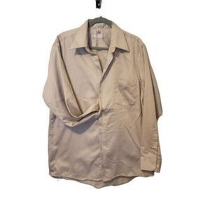 Geoffrey Beene Mens Sz 16.5 Silver  Solid Long Sleeve Dress Shirt